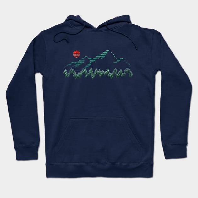 green mountain and red moon Hoodie by pilipsjanuariusDesign